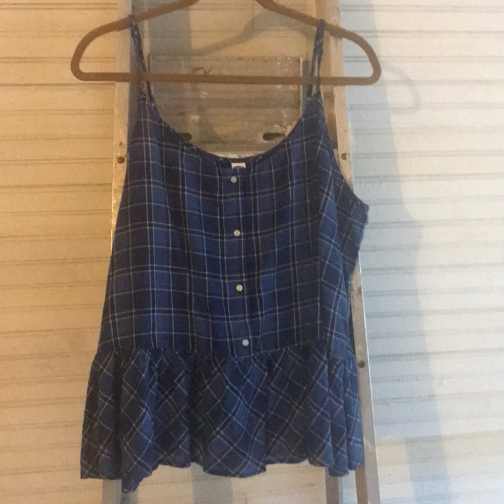 blue & white plaid tank
